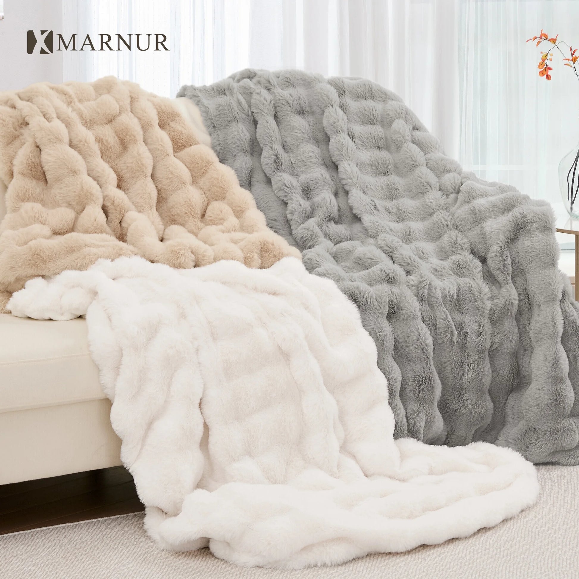 Electric Throw Blanket 50"X60", Faux Fur Heated Throw, 6 Heating Levels, 4 Hours Timer, Machine Washable, Gray