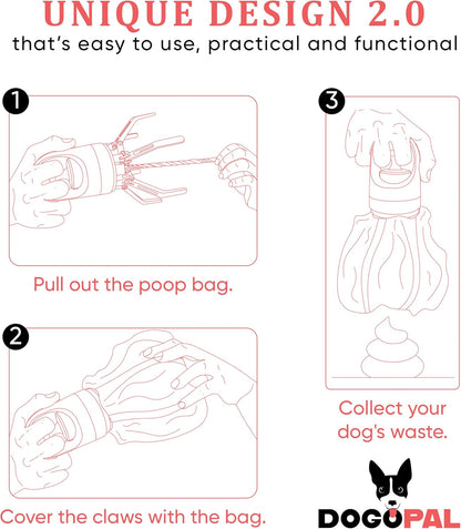 360 Portable Pooper Scooper with Bag Attachment & Dispenser – Lightweight Claw Poop Picker – Ideal for Small & Large Dogs – No-Touch, Hands-Free Waste Removal 2.0