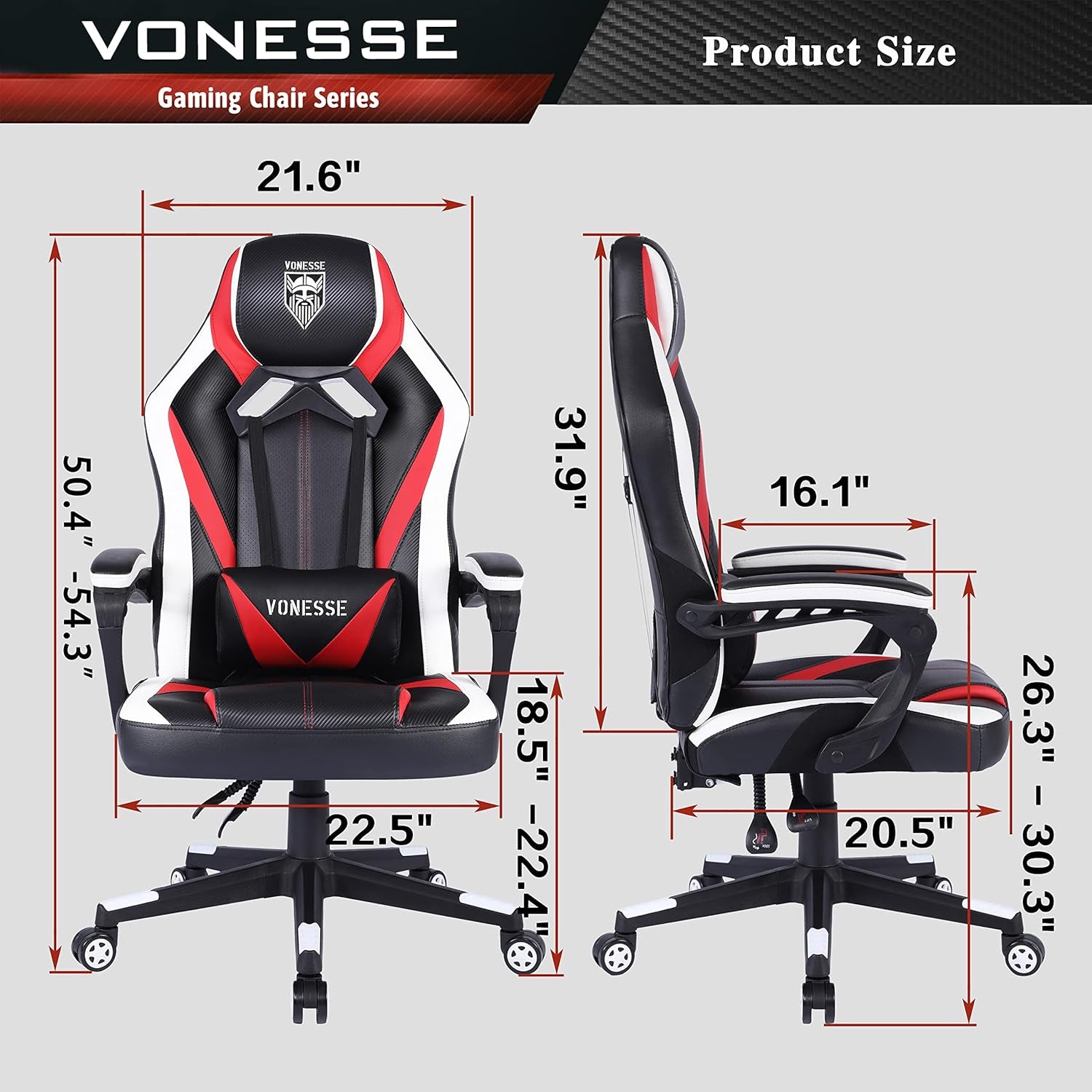 Gaming Chair for Girls, High Back Game Chair, Ergonomic Gaming Chairs for Adults, Big and Tall PC Computer Racer Gaming Chair, Reclining Gamer Desk Chair with Massage Lumbar Cushion (Red)