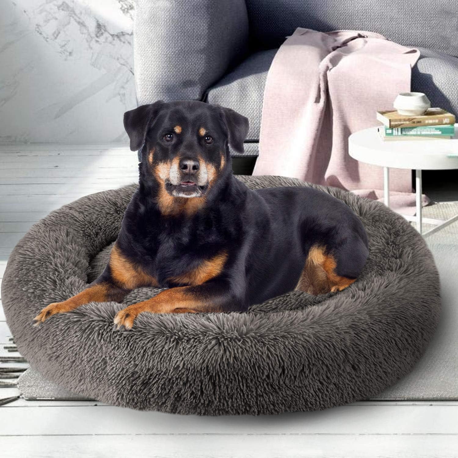 Modern Soft Plush round Pet Bed for Cats or Small Dogs, Mini Medium Sized Dog Cat Bed Self Warming Autumn Winter Indoor Snooze Sleeping Cozy Kitty Teddy Kennel