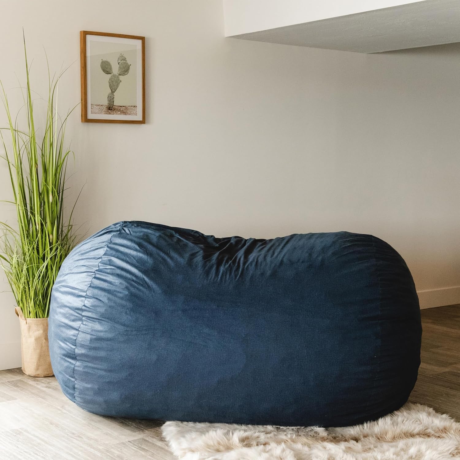 Fuf XL Foam Filled Bean Bag Chair with Removable Cover, Cobalt Lenox, Durable Woven Polyester, 5 Feet Giant