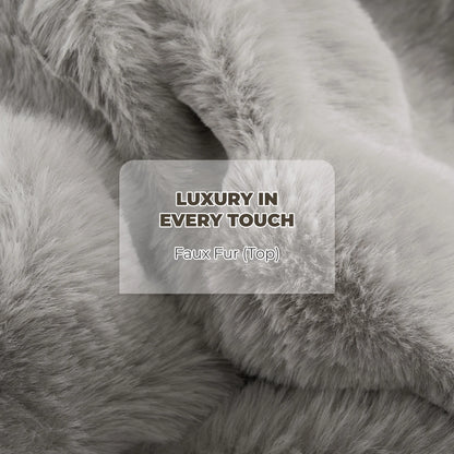 Electric Throw Blanket 50"X60", Faux Fur Heated Throw, 6 Heating Levels, 4 Hours Timer, Machine Washable, Gray