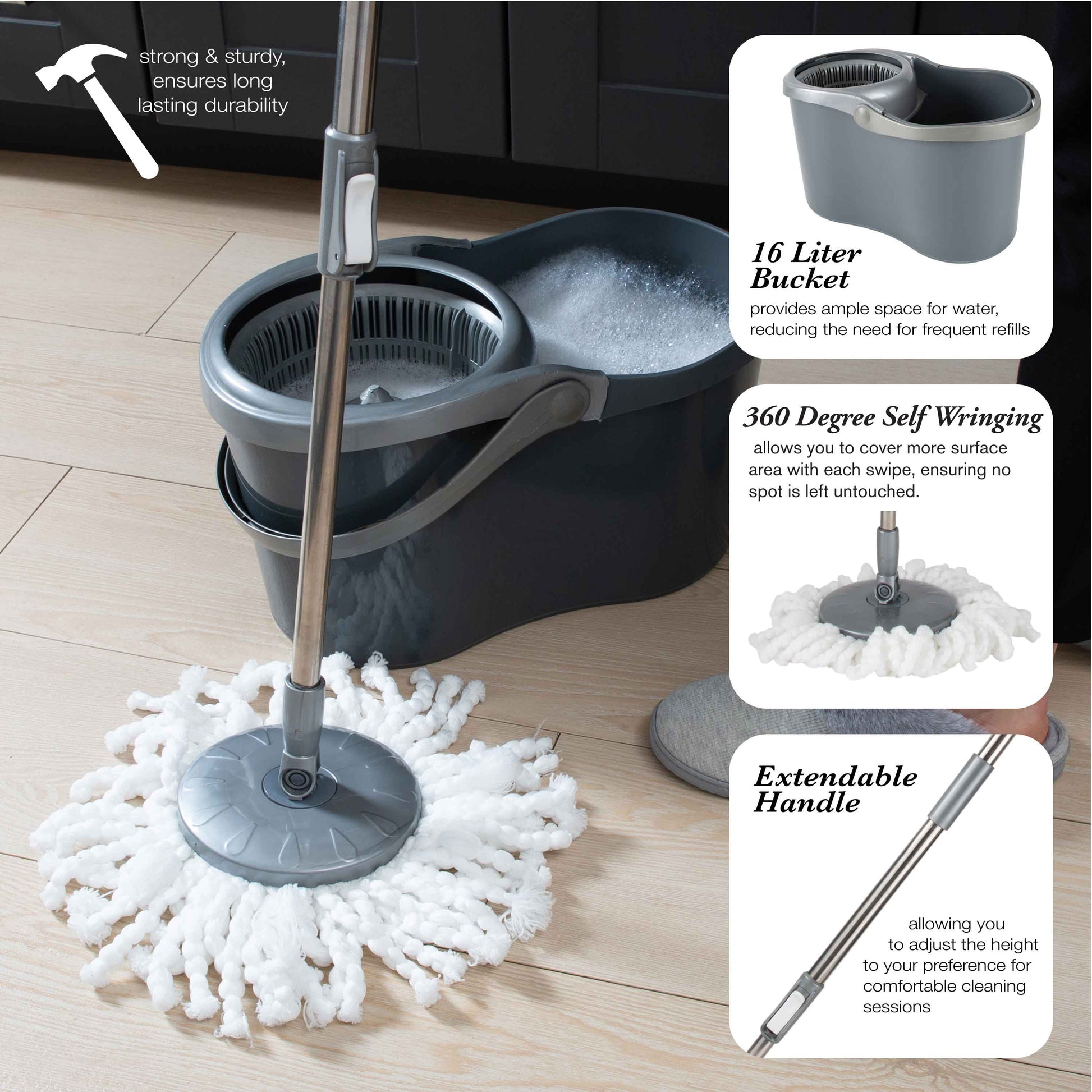 Microfiber Self Wringing Mop & Bucket Set