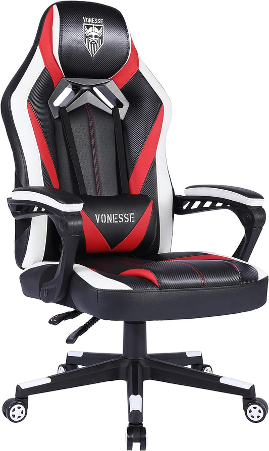 Gaming Chair for Girls, High Back Game Chair, Ergonomic Gaming Chairs for Adults, Big and Tall PC Computer Racer Gaming Chair, Reclining Gamer Desk Chair with Massage Lumbar Cushion (Red)