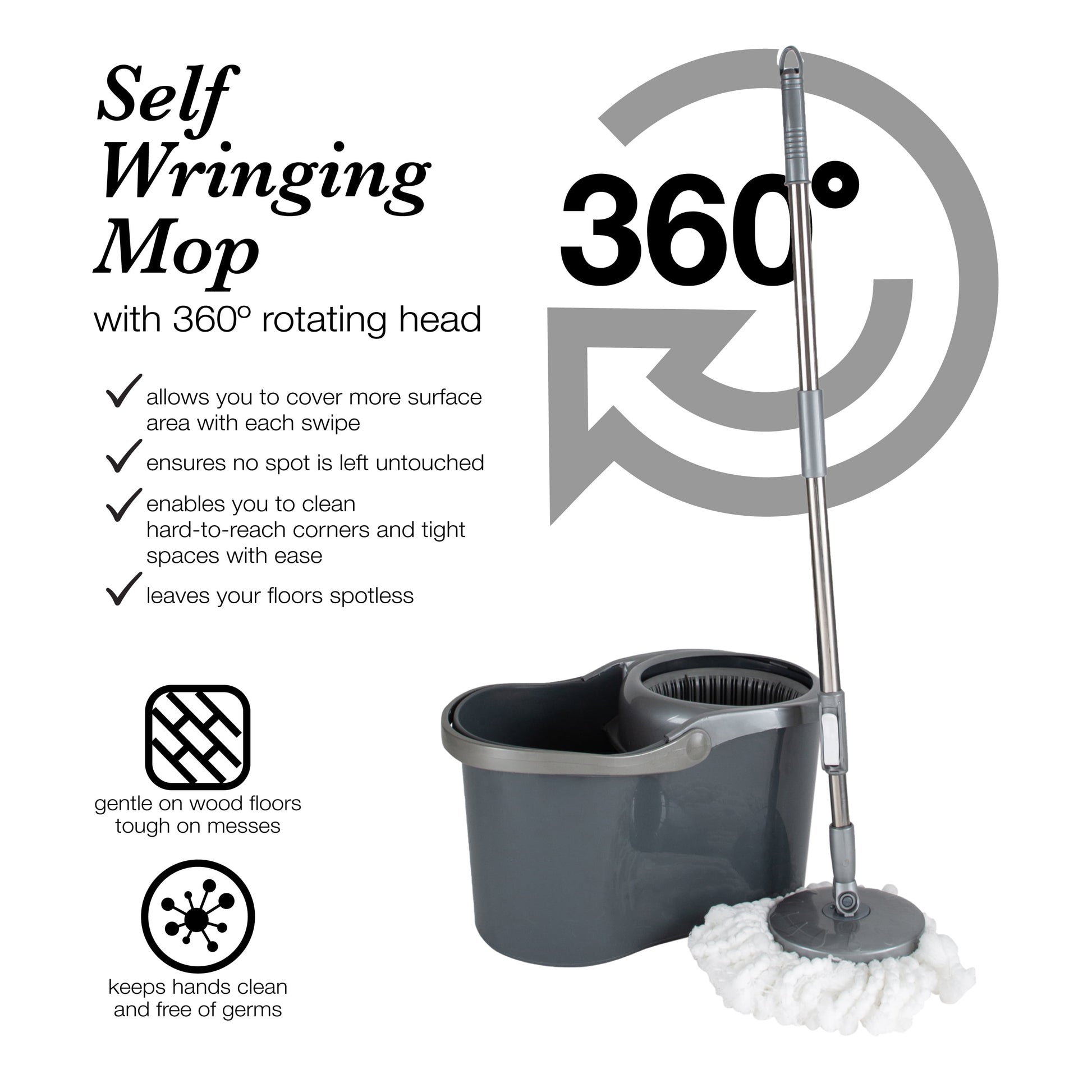 Microfiber Self Wringing Mop & Bucket Set