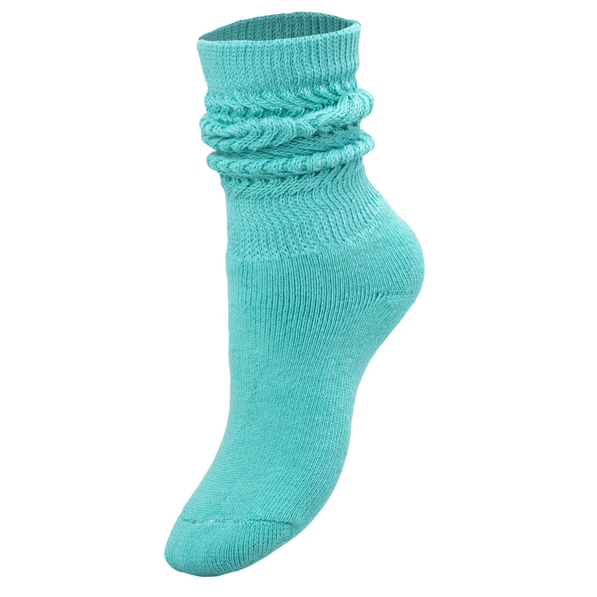 1 Pair - Turquoise Blue Kids Slouch Socks Knee High Long Cotton Scrunch Socks 3 to 15 Years Old